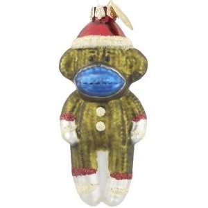  Personalized Sock Monkey   Green Christmas Ornament