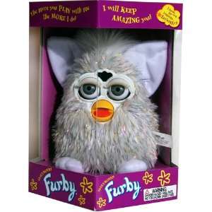  White Iridescent Sparkle Shaggy Furby Talking Interactive 