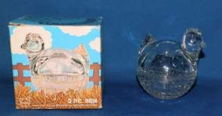 Vintage Hen On Nest Basket Glass Candy Dish Vintage Anchor Hocking 