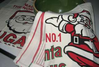Moda Vintage Style Dish Towels   Santa Flour Sack Set 4  