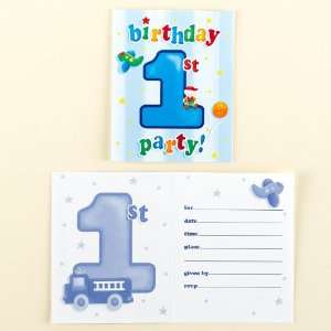   Party By Creative Converting Boys Playtime 1st Birthday Invitations