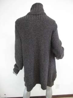 Vince Gray Long Sleeve Ribbed Trim Draped Chunky Sweater L  