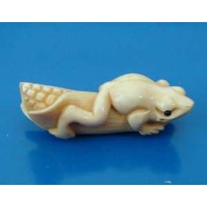  Mammoth Ivory Japanese Ojime Bead Netsuke Frog 