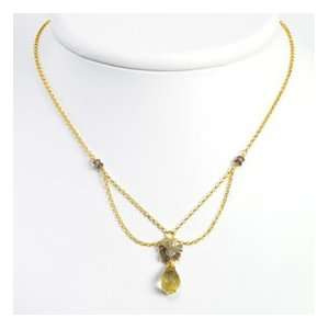  Vermeil Lemon Smokey Quartz Labradorite Necklace 16 Inch 