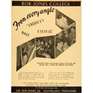  1947 Ad Bob Jones College Music Speech Tennessee Sacred 