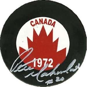 Pete Mahovlich Autographed Hockey Puck   Team Canada)
