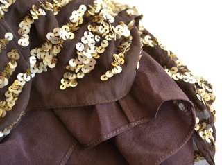 Alice+Olivia NORA Sequin Dress 8 S M UK 12 NWT $396 Gold Chocolate One 