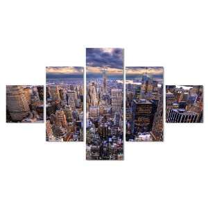 Manhattan Skyline 5 Piece Gallery Wrap Canvas Set  12x12,12x24,12x32 