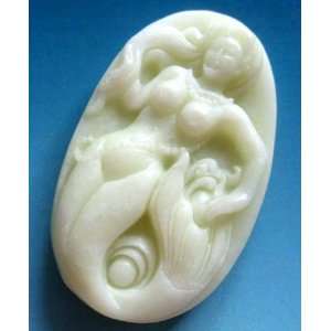  Chinese Jade Mermaid Amulet Pendant 