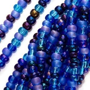  Czech Seed Beads 6/0 Blue Tones Mix (One Half Hank 