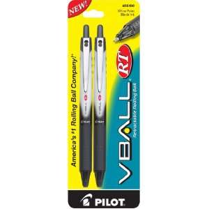 Pilot VBall RT Retractable Rolling Ball Pen, Extra Fine Point, 2 Pack 