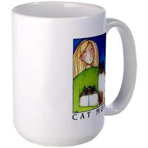  CAT MOM No.7Large Coffee or Cocoa Mug Art Large Mug by 