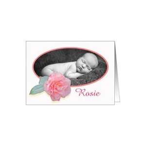  Pink striped camellia,new baby, photo frame. Card Health 