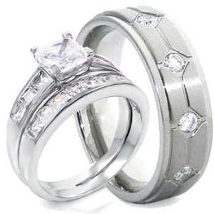  Engagement Wedding Bridal Ring Set. (Size Mens 8 Womens 5) Jewelry