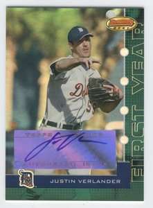   Bowmans Best Green Justin Verlander RC Auto Autograph 333/399 Tigers