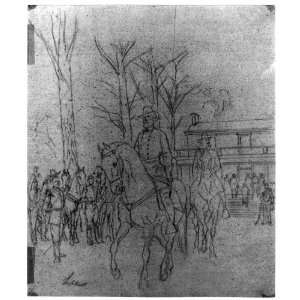 Drawing Robert E. Lee leaving the McLean House following his surrender 