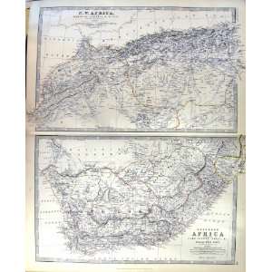   JOHNSTON ANTIQUE MAP 1883 MOROCCO ALGERIA ORANGE STATE