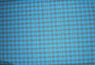 New Brown n Turquoise Plaid With Blue Metalic Threads 5 yards plus 13 