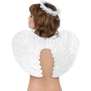 Lets Party By Time AD Inc. Velvet Angel Wings and Halo (White) Adult 