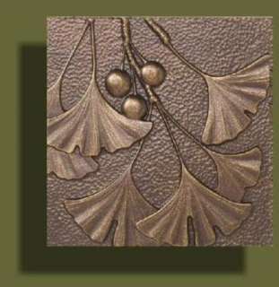 Arts and Crafts Copper Tone Gingko Tile by Whitehall 8 x 8  