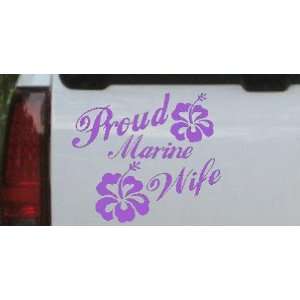  Purple 10in X 11.6in    Proud Marine Wife Hibiscus Flowers 