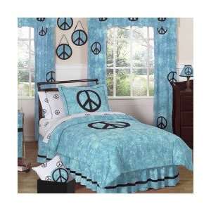  Peace Out Blue 3P Full / Queen Comforter Set   Teen Girls 