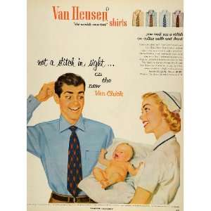 1952 Ad Van Heusen Businessman Shirts Newborn Nurse   Original Print 