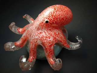 Stunning Hand Blown Glass Octopus Paperweight  