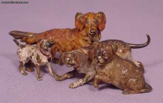 Rare Antique 4 Dogs Vienna Bronze Sculpture Geschutzt  