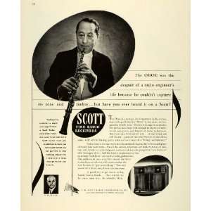  1943 Ad E. H. Scott Radio Receivers Oboe Musical Instrument 