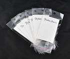 100 White Earring Display Cards W/Self Adhesive Bags