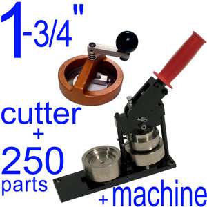 BUTTON MAKER MACHINE + Fixed Rotary Circle CUTTER + 250 PARTS 