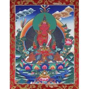  Amitayus Tibetan Buddhist Thangka   Fine Quality 
