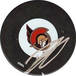  Dany Heatley Autographed/Hand Signed Hockey Puck (Ottawa 