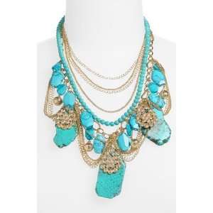 Spring Street Design Group Turquoise Stone & Chain Statement Necklace