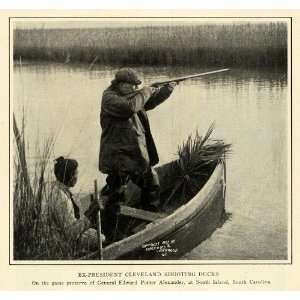 1907 Print 22nd US President Cleveland Hunting Ducks   Original 
