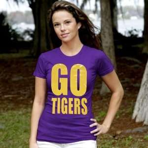 My U LSU Tigers Ladies Purple Team Cheer T shirt  Sports 