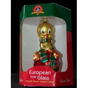  Looney Tunes European Style Glass Ornament Tweety Bird 