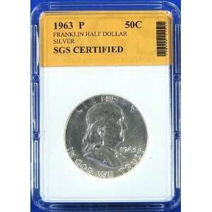  1963 P Franklin Silver Half Dollar Certified by SGS 