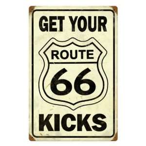   Get Your Kicks Automotive Vintage Metal Sign   Victory Vintage Signs