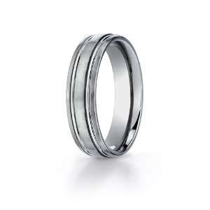 Mens Titanium 6mm Comfort Fit Band with Satin Finish Featuring Two 