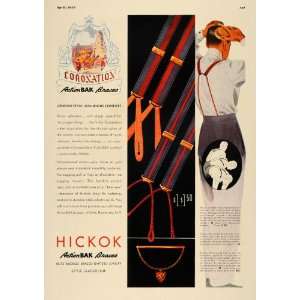  1937 Ad Hickok ActionBAK Braces Mens Suspenders Belts 