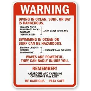   , Surf, or Bay is Dangerous High Intensity Grade Sign, 24 x 18