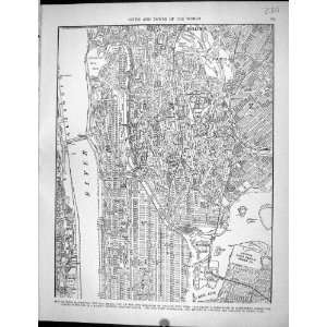 Collier Antique Print 1936 Map Manhattan Bronx America Rockefeller New 