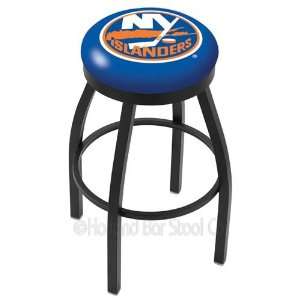 New York Islanders Logo Black Wrinkle Swivel Bar Stool with Flat 