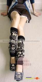 Women Fashion Vintage Snowflake Loose Thigh Knee Long Socks Stockings 