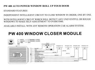 AUTO POWER 4 WINDOW ROLL UP MODULE CAR ALARM NEW  