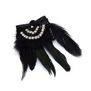   Black Lace and black Feathers; Gator Clip to use as Hair Clip aswell