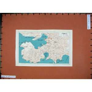   1962 Colour Map Athens Street Plan Piraeus Limin Alon