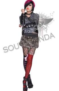 SL343 Faux Fur Punk Rock Gothic Leopard Soft Mini Skirt  